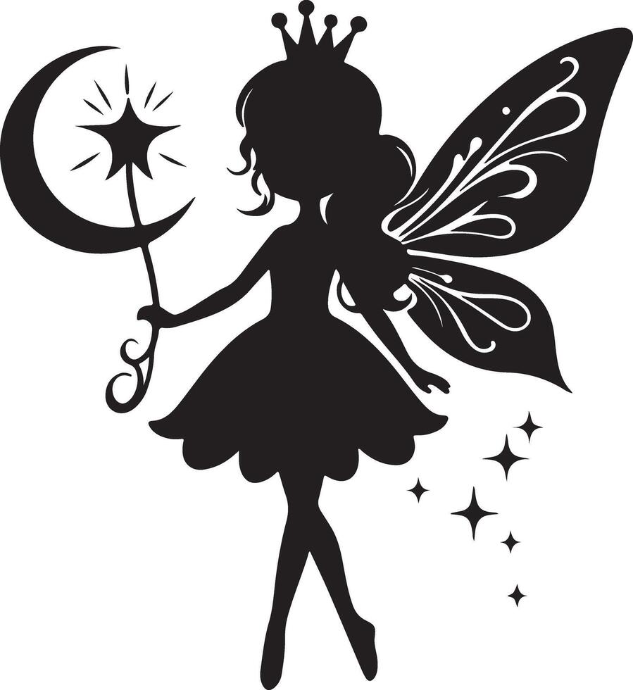 flat design fairy silhouette design illustration vector