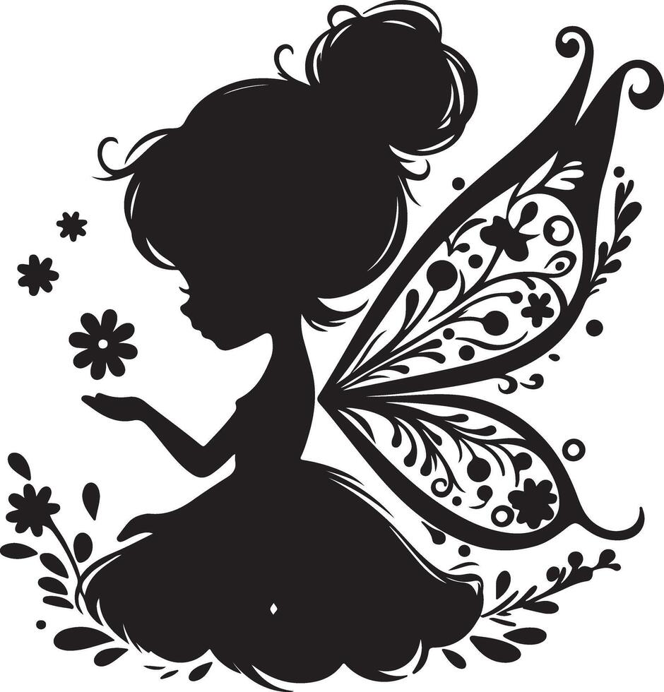 flat design fairy silhouette design illustration vector