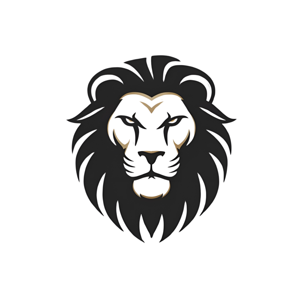 create a minimalist portrait of a lion graphic design png