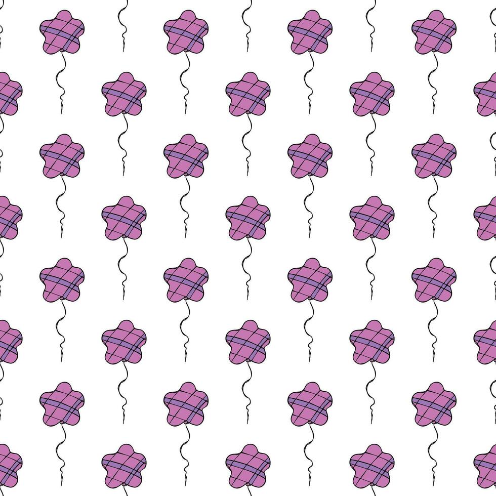 Holiday seamless pattern with flying balloon doodle for decorative print, wrapping paper, greeting cards, wallpaper and fabric vector