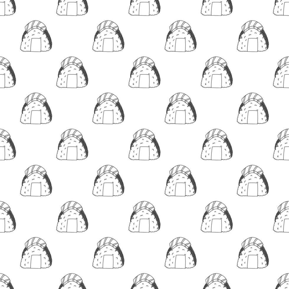 Seamless pattern with onigiri for decorative print, wrapping paper, menu, wallpaper and fabric vector