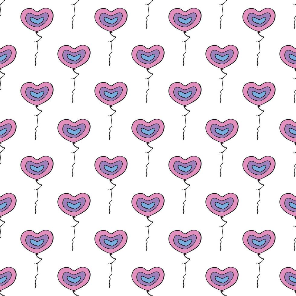 Holiday seamless pattern with flying balloon doodle for decorative print, wrapping paper, greeting cards, wallpaper and fabric vector