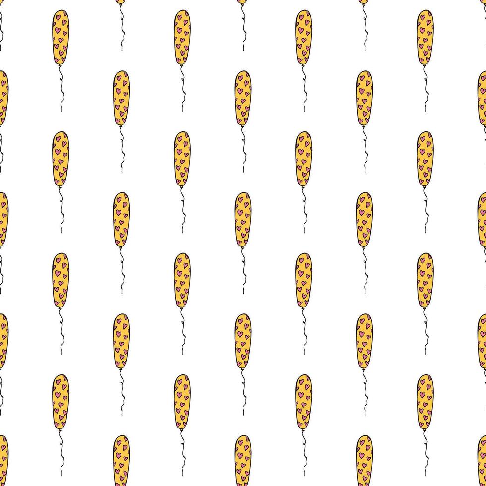 Holiday seamless pattern with flying balloon doodle for decorative print, wrapping paper, greeting cards, wallpaper and fabric vector
