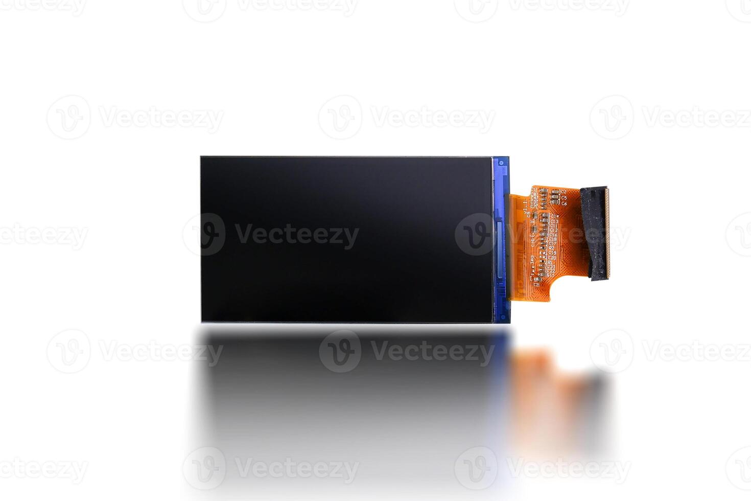 LCD screen isolated on white background with electronics circuit for smartphone or small appliances , LCD screen technology concept photo