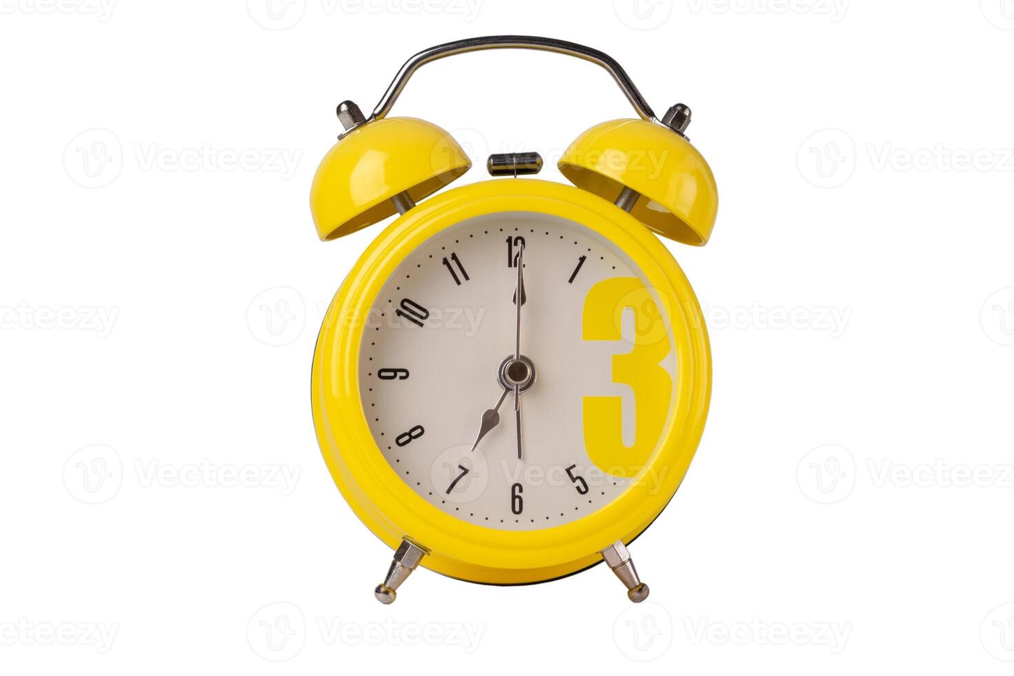 yellow alarm clock on white background isolation photo