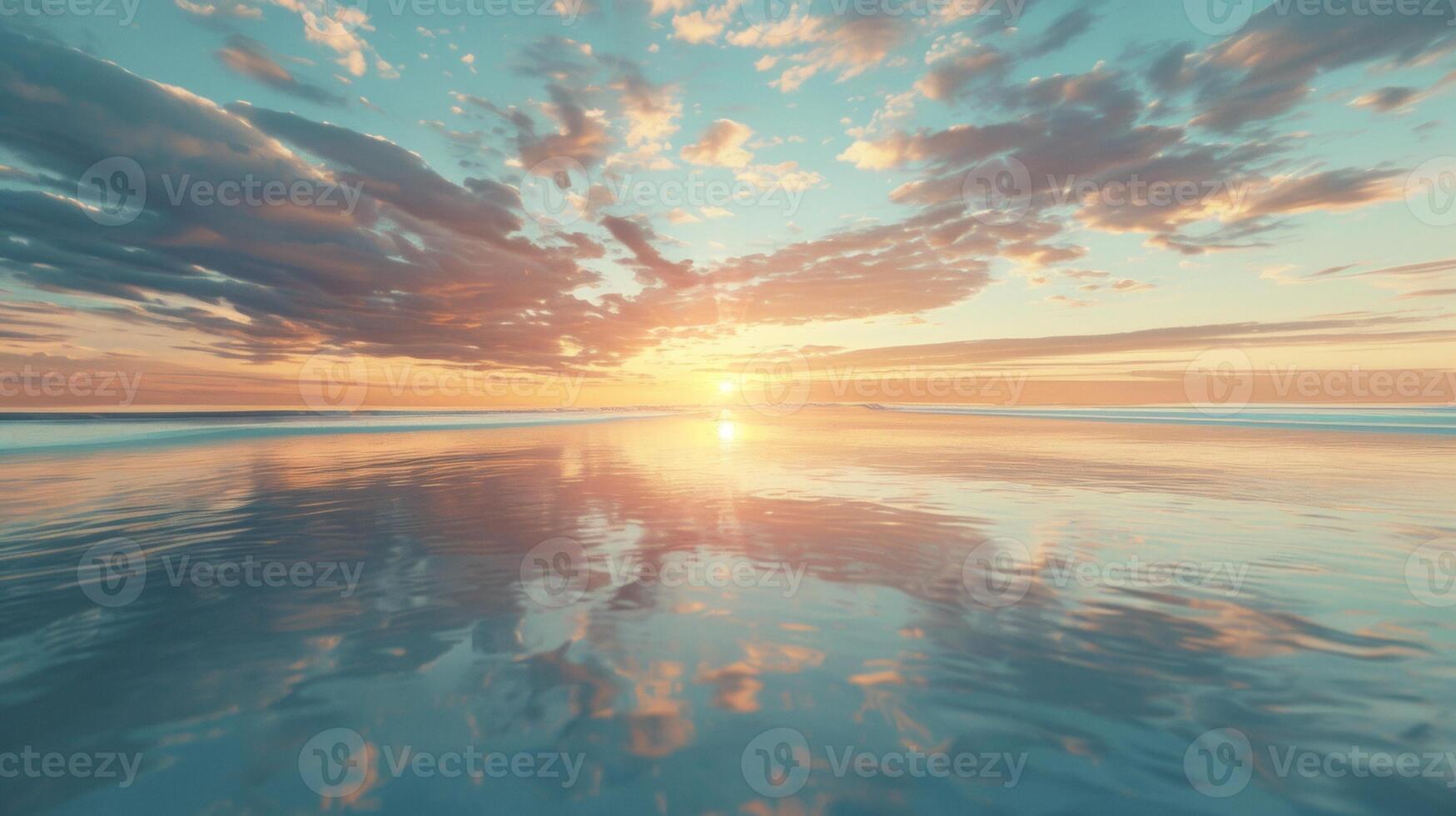 A breathtaking sunset with vibrant colors reflecting on the calm ocean waters, creating a serene and picturesque seascape. photo