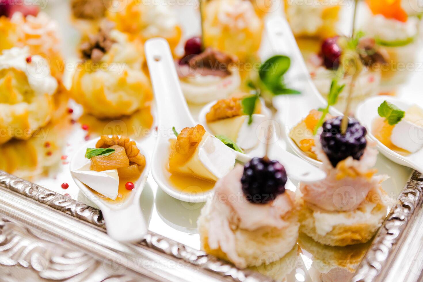 Elegant Gourmet Appetizer Selection. Horizontal photo