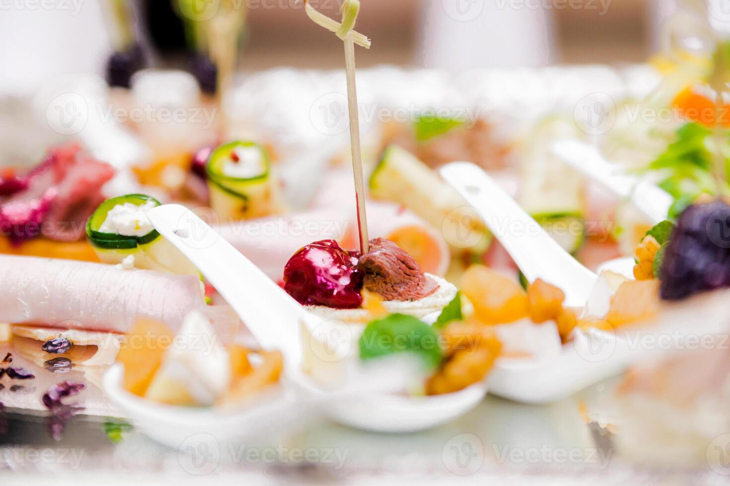 Colorful Canape Selection on Silver Tray photo