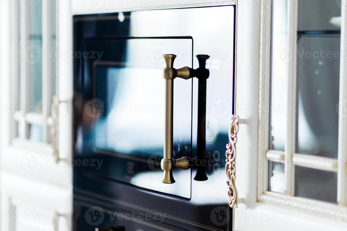 Close-up of Modern Microwave Handle photo