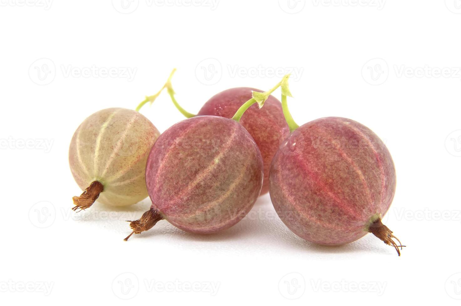 Fresh ripe gooseberries isolated on white background with detailed texture and vibrant colors photo