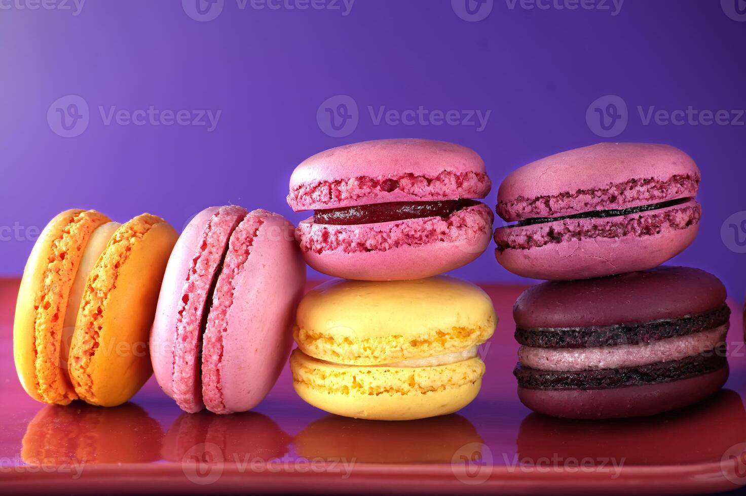 French macaroons in a variety of colors photo