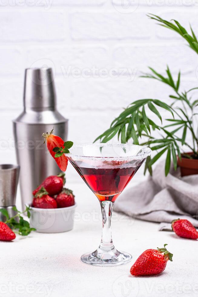 Strawberry martini. Sweet summer cocktail photo