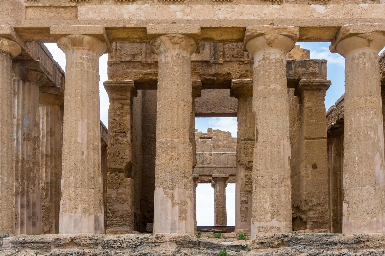 Agrigento, Italy-May 10, 2022-The Temple of Concordia inside the valley of the temples, an archaeological park near Agrigento during a sunny day photo