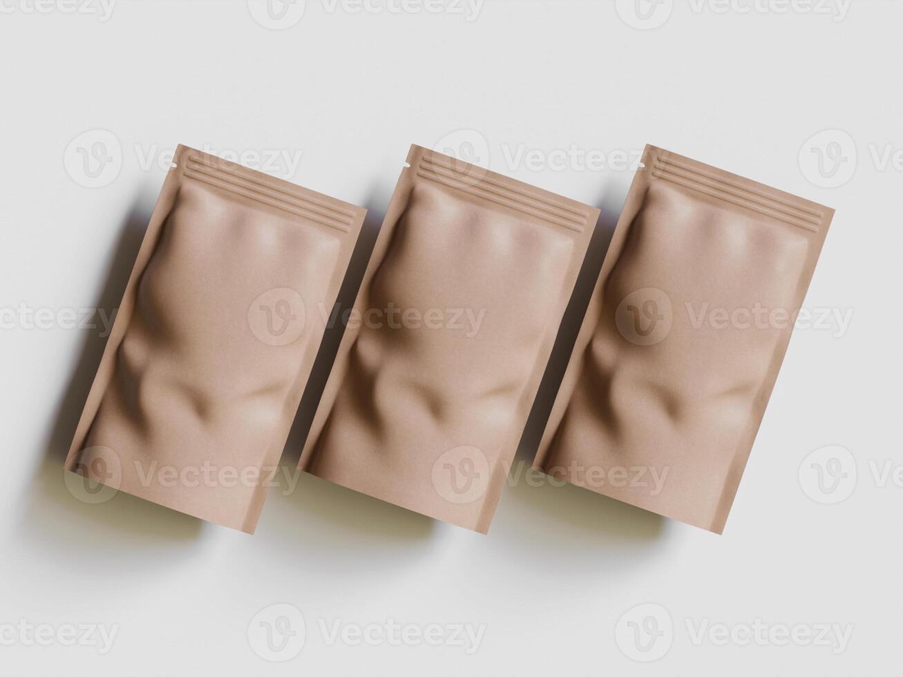 Paper Pouch Packaging MockUp Design isolated on gray background photo