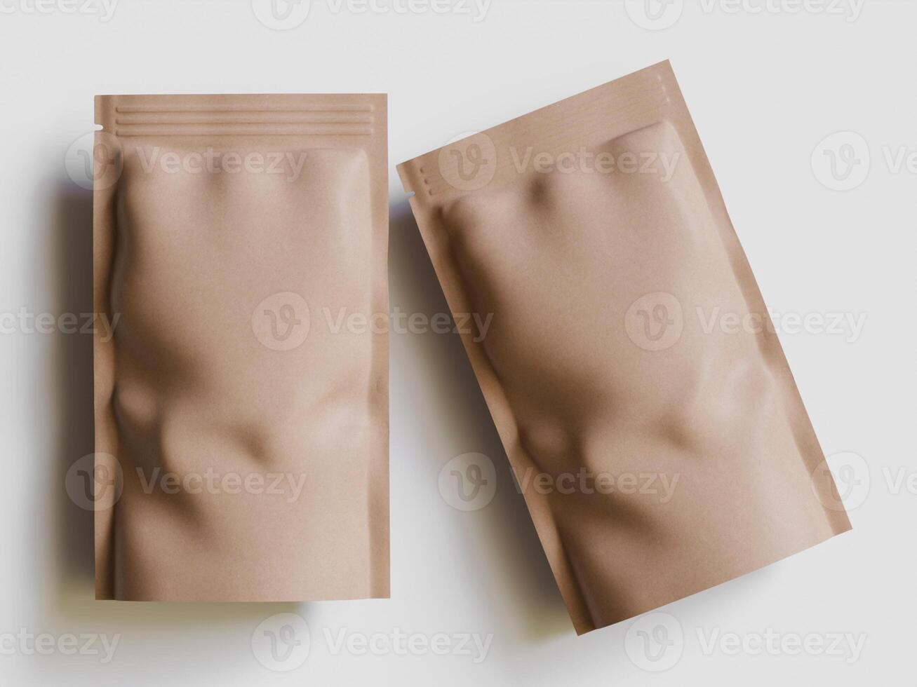 Paper Pouch Packaging MockUp Design isolated on gray background photo