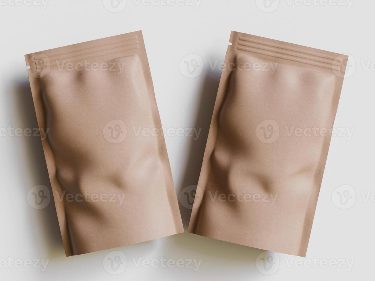 Paper Pouch Packaging MockUp Design isolated on gray background photo