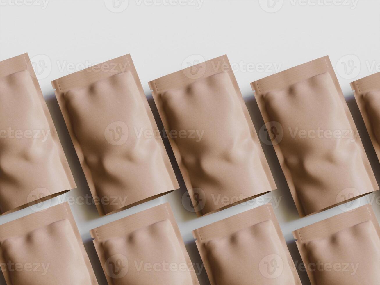 Paper Pouch Packaging MockUp Design isolated on gray background photo