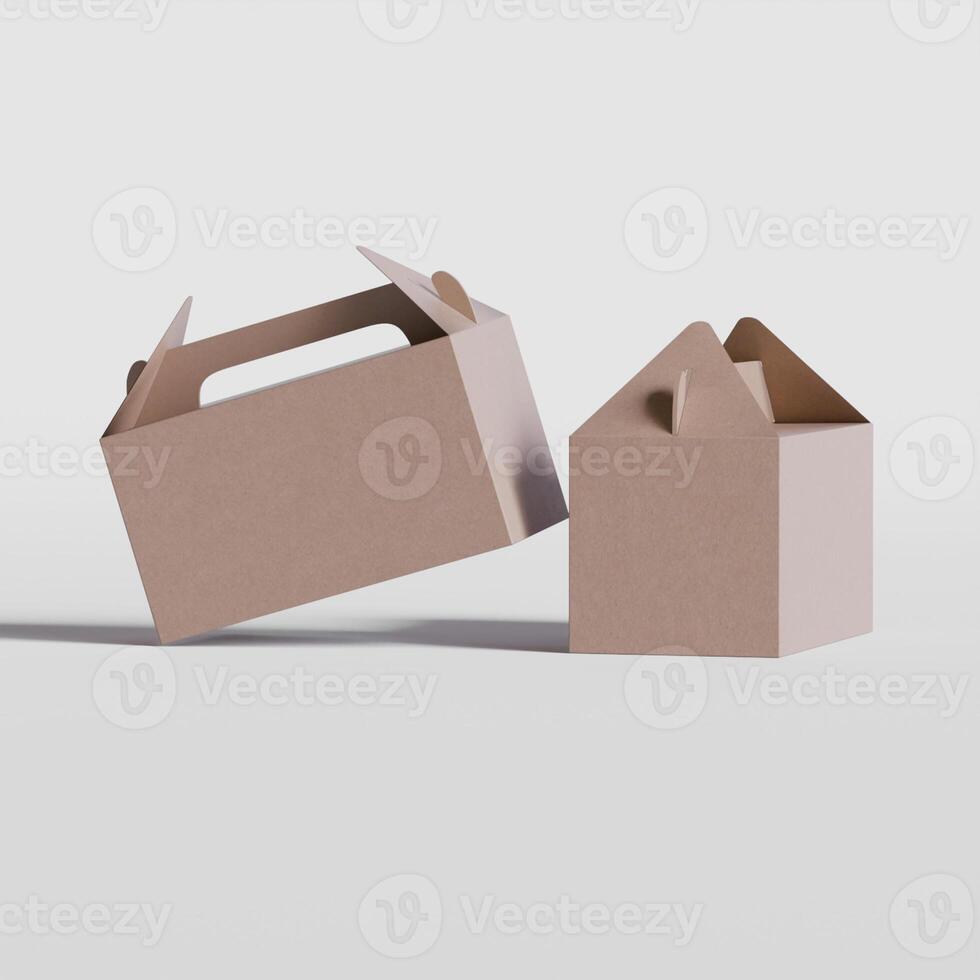 Cardboard boxes on gray background 3D illustration photo