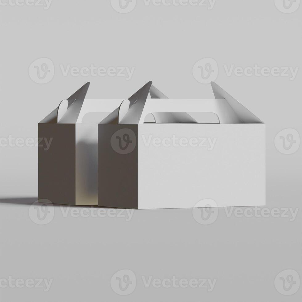 Cardboard boxes on gray background 3D illustration photo