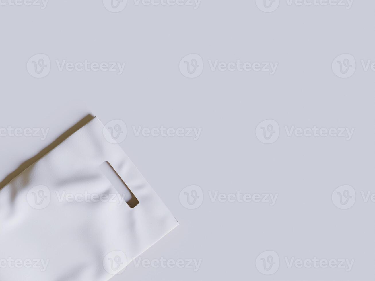 White Bakery Packaging Paper Bag Mockup 3D Rendered on gray background photo