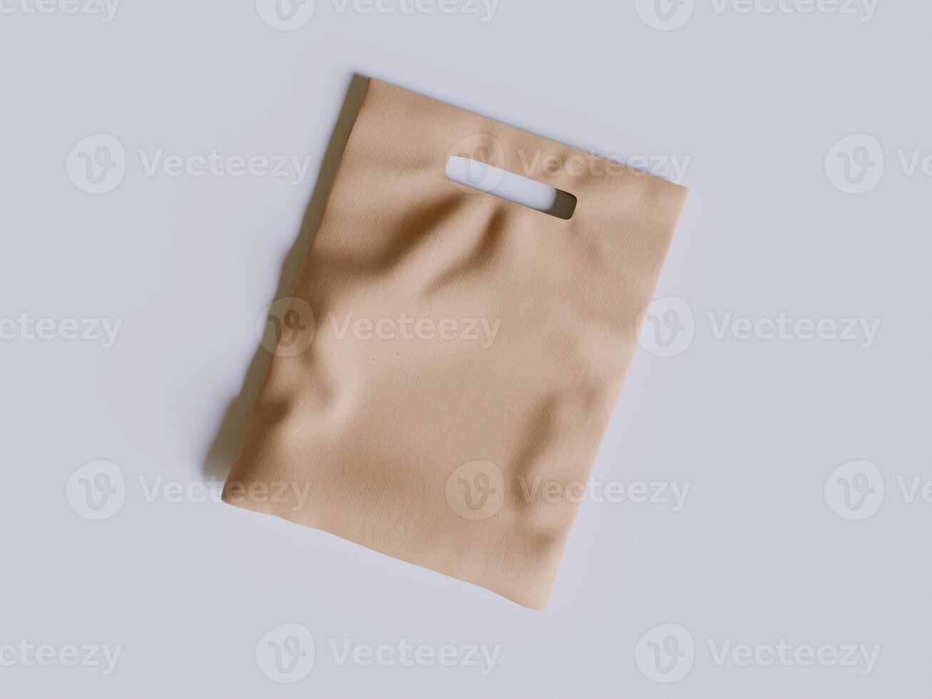Brown Bakery Packaging Paper Bag Mockup 3D Rendered on gray background photo