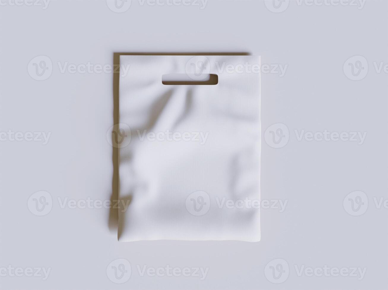 White Bakery Packaging Paper Bag Mockup 3D Rendered on gray background photo