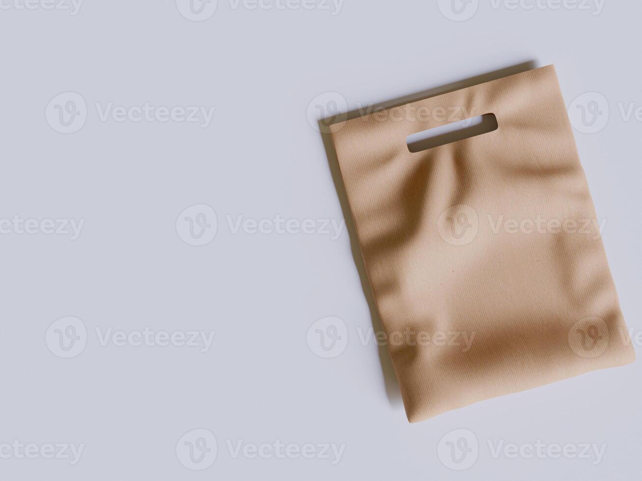 Brown Bakery Packaging Paper Bag Mockup 3D Rendered on gray background photo