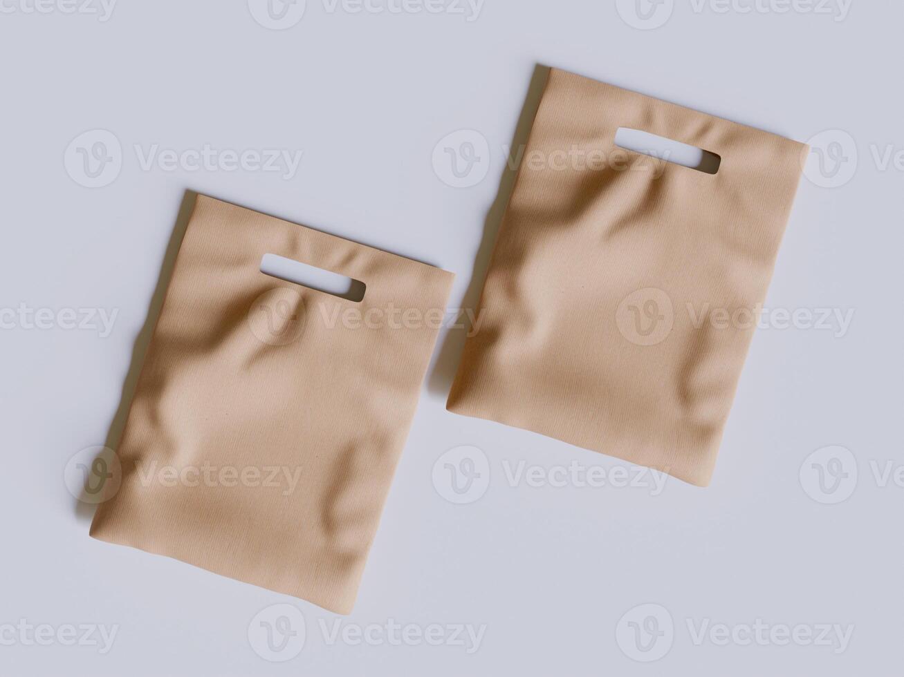 Brown Bakery Packaging Paper Bag Mockup 3D Rendered on gray background photo