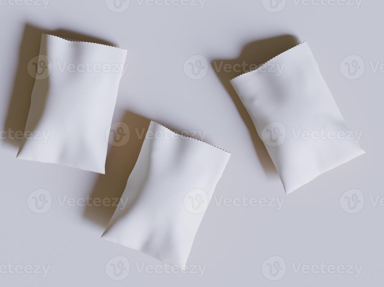 White paper bags isolated on gray background. realistic illustration of craft package mockup with blank space for branding, takeaway food photo