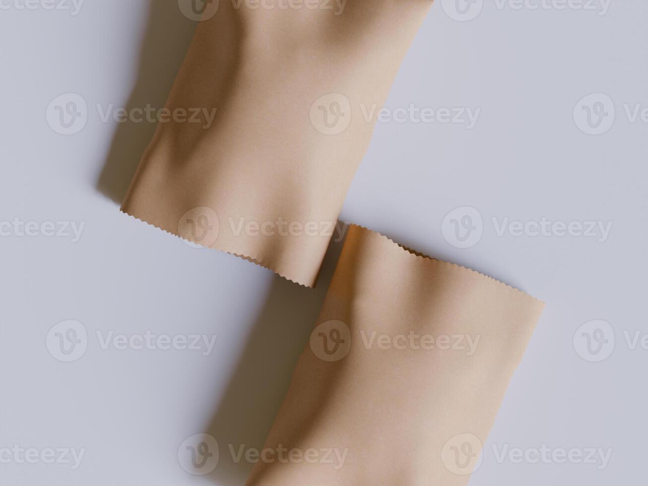 Brown paper bags isolated on gray background. realistic illustration of craft package mockup with blank space for branding, takeaway food photo
