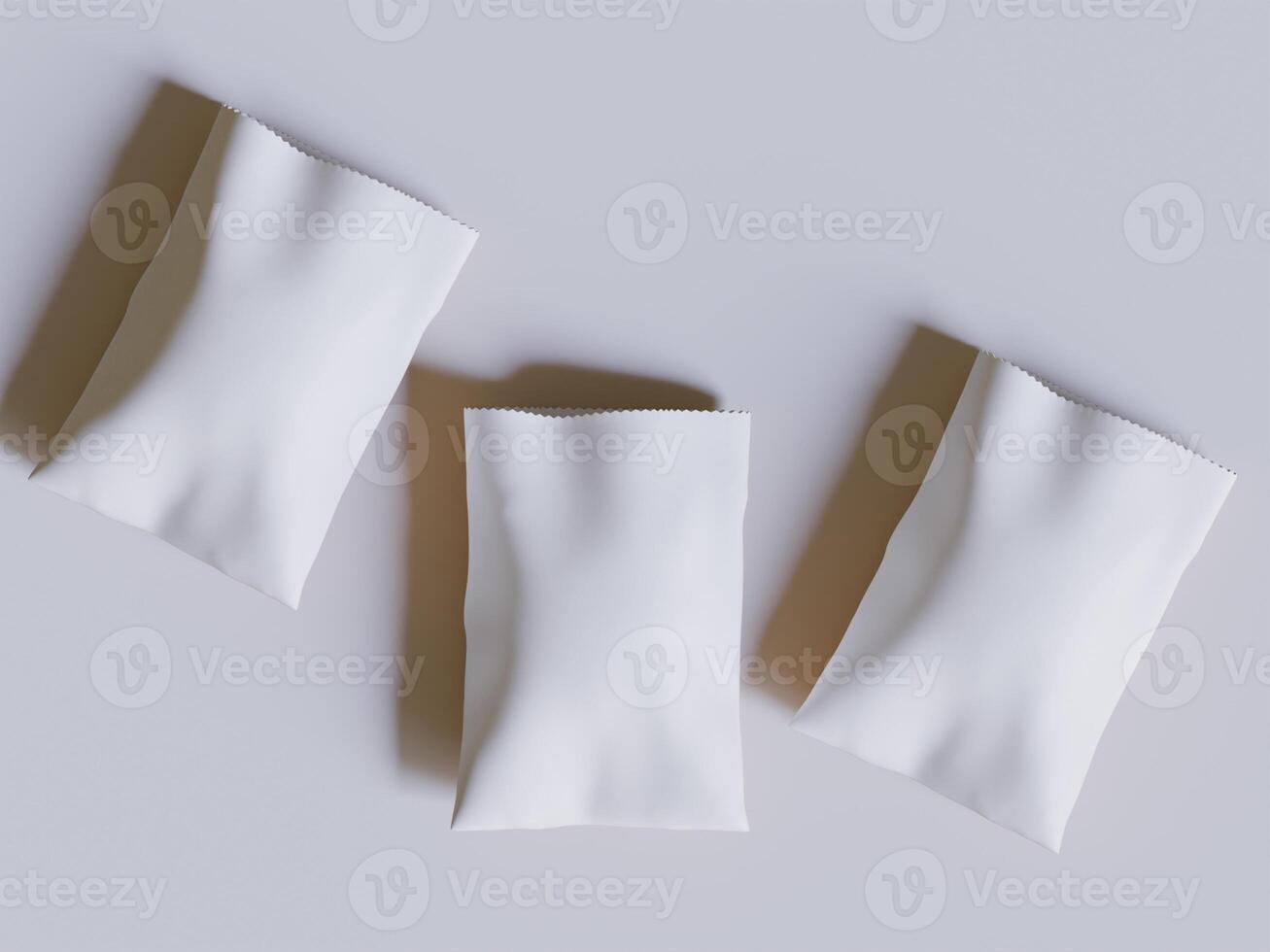 White paper bags isolated on gray background. realistic illustration of craft package mockup with blank space for branding, takeaway food photo