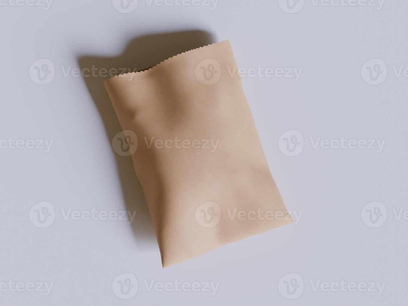 Brown paper bags isolated on gray background. realistic illustration of craft package mockup with blank space for branding, takeaway food photo