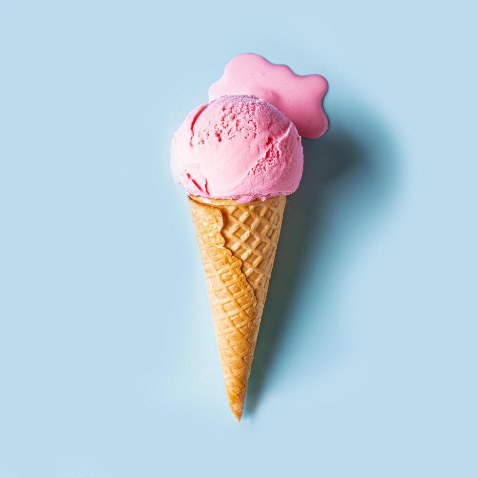 Melted Pink Ice Cream Cone photo