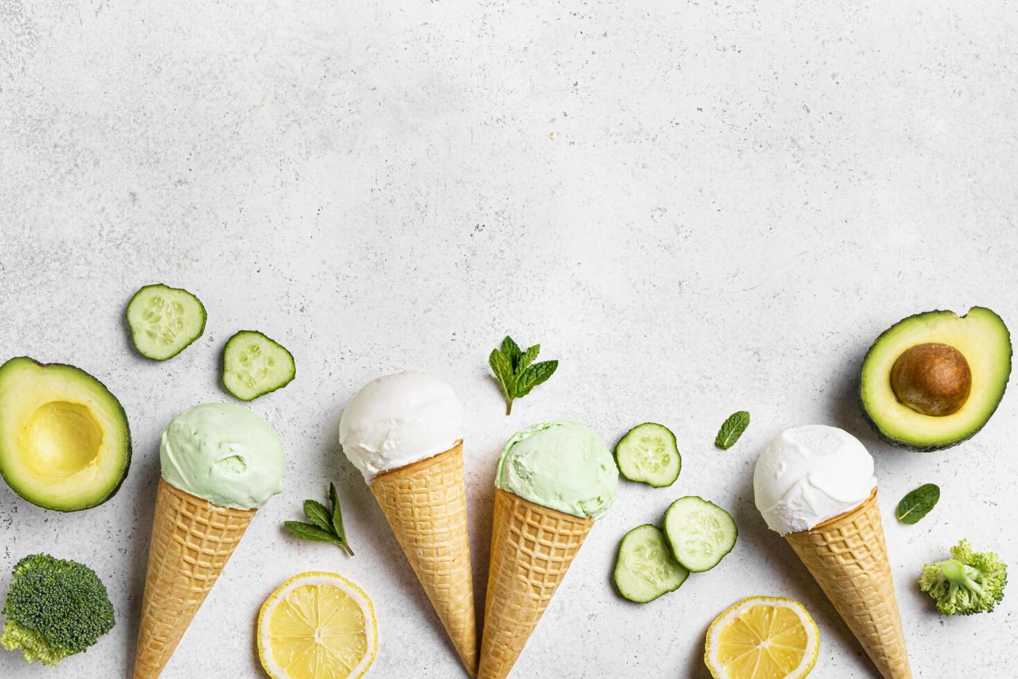 Vegetable avocado ice cream photo