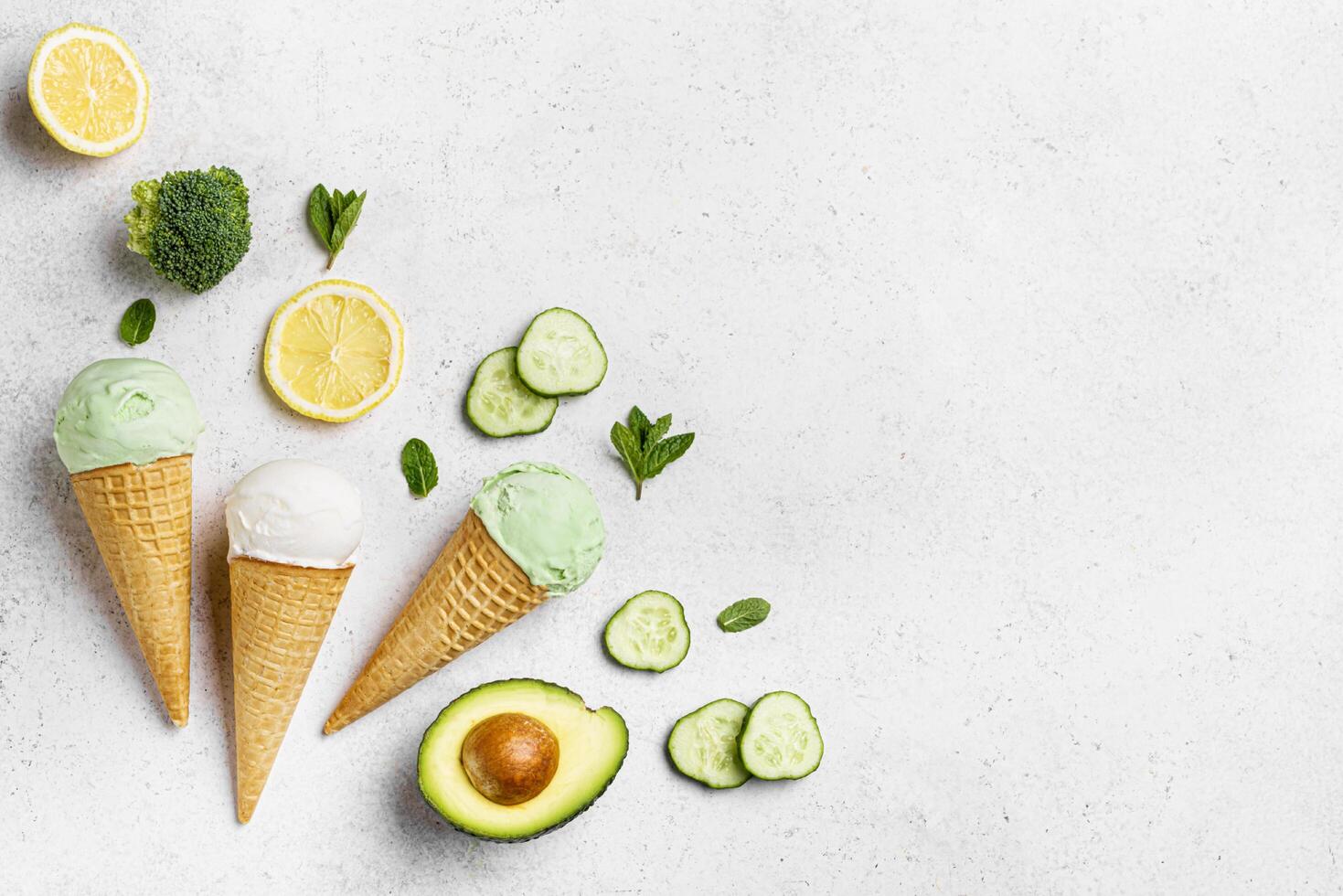 Vegetable avocado ice cream photo