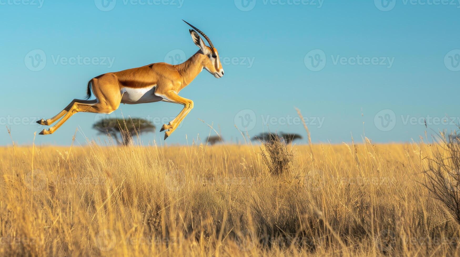 ágil gacela saltando alto mediante pradera africano fauna silvestre habitat naturaleza fotografía foto