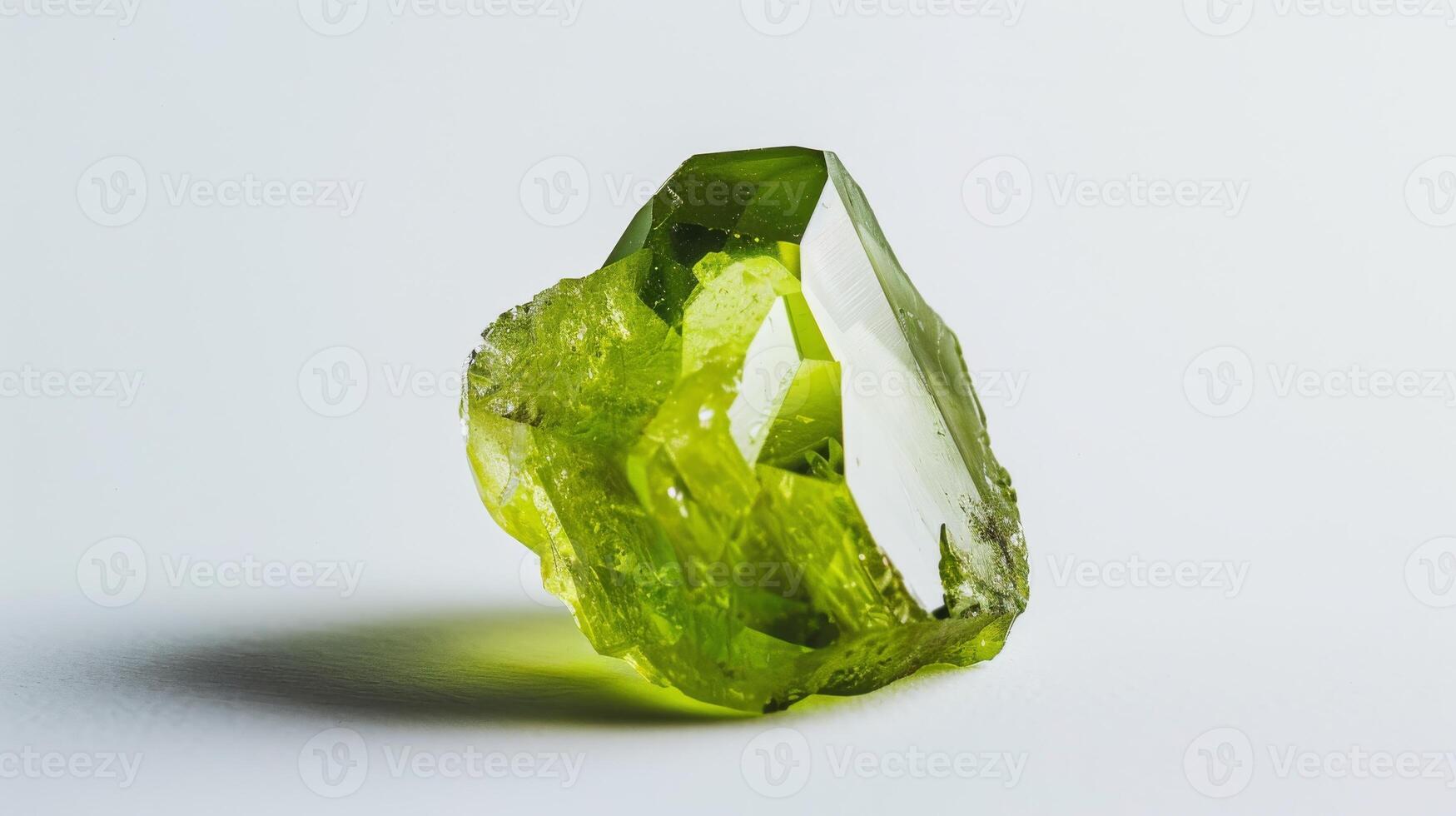 CloseUp Photograph of Polished Peridot Gemstone, Natural Green Crystal, Mineral Display for Print, Card, Poster Design photo