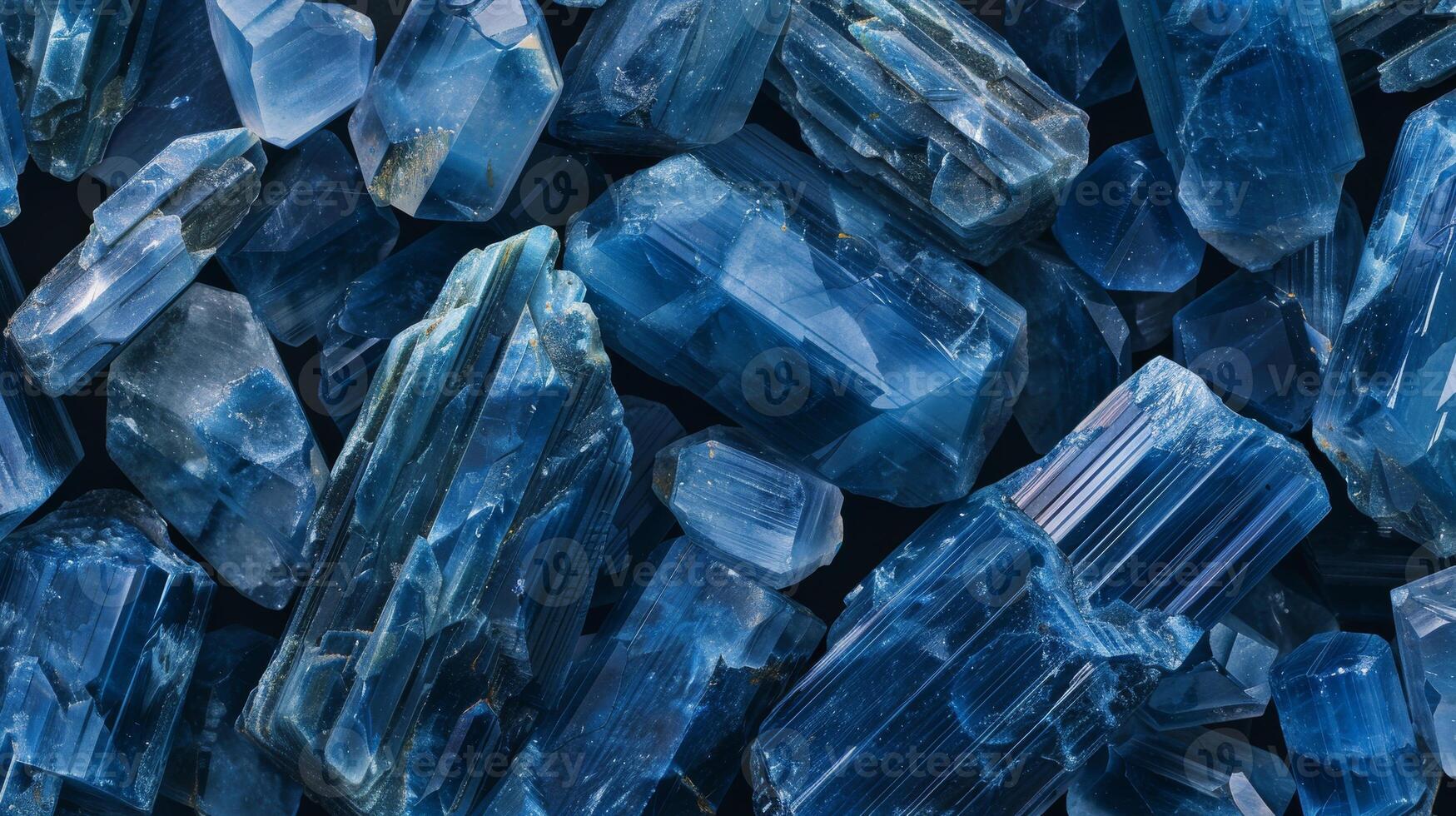 Blue Crystal Background Design Featuring a Pattern of Multiple Kyanite Stones for Print, Card, Poster photo