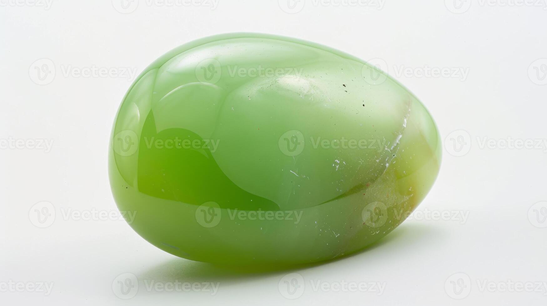 Close Up of Polished Chrysoprase Gemstone on White Background for Design Purpose and Aesthetic Appeal photo