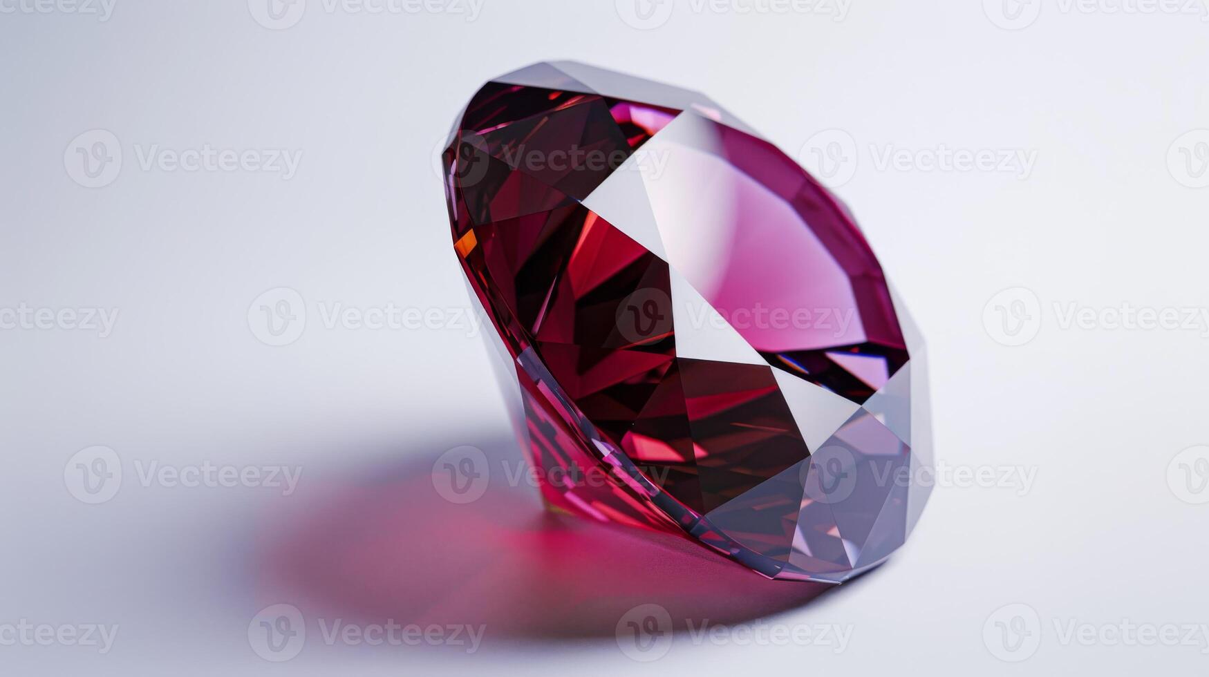 CloseUp of Faceted Red Spinel Gemstone on Smooth Surface, Ideal for Jewelry Designs and Collections photo