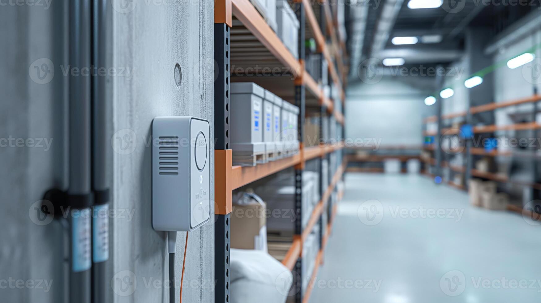 Modern Basement Storage Area with Ultrasonic Rodent Repellent and Organized Shelving for Efficient Warehousing photo