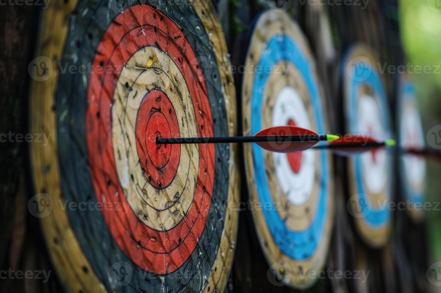 Row of circle archery target. photo