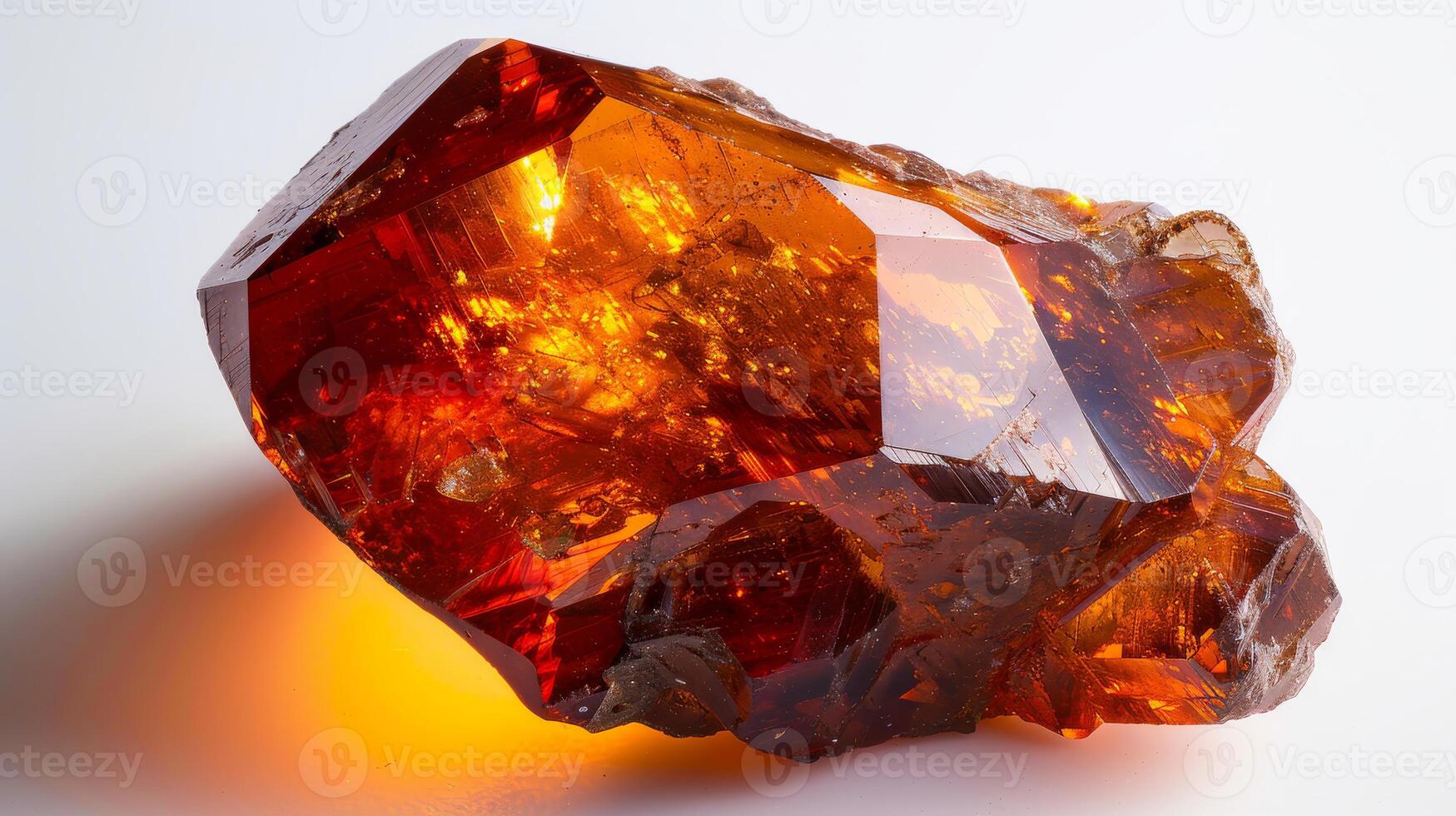 Striking CloseUp of Polished Sphalerite Mineral Displaying Deep Amber Hue, Perfect for Print or Geology Collections photo