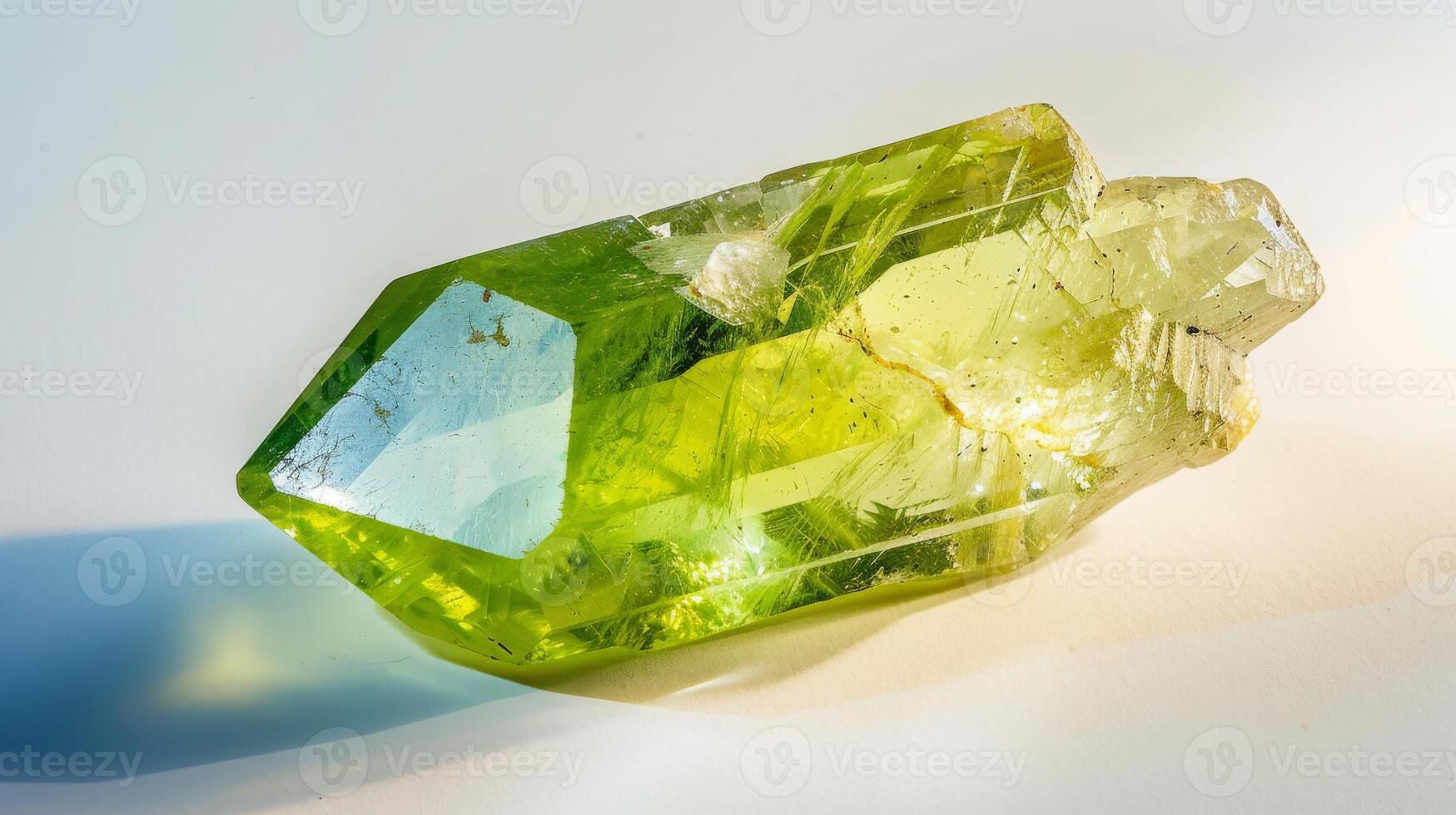CloseUp of Polished Hiddenite Crystal, Ideal for Mineral Collections and Geology Research photo