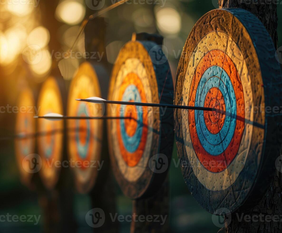 Row of circle archery target. photo