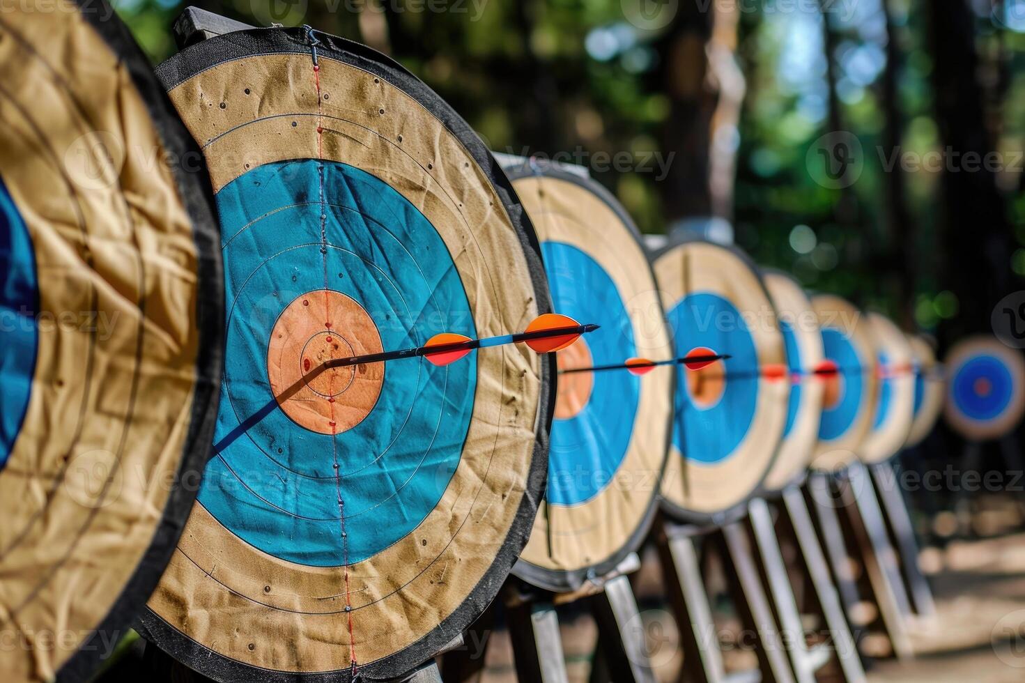 Row of circle archery target. photo