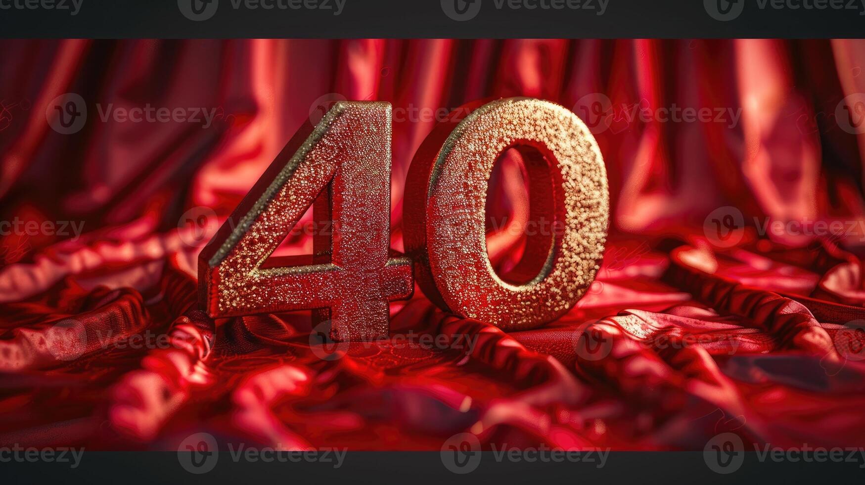 Golden number 40 on red background for celebration photo