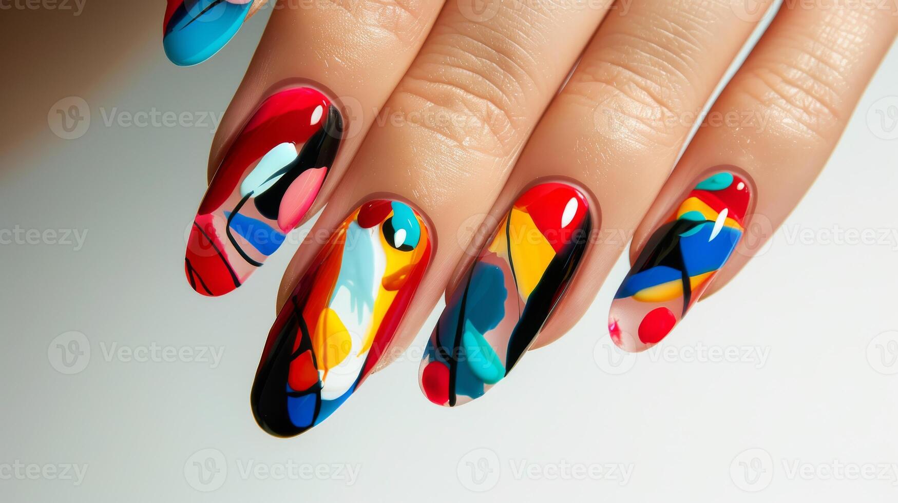 Abstract Colorful Nail Art Design, Perfect for Fashion, Beauty Campaigns, and Magazines photo