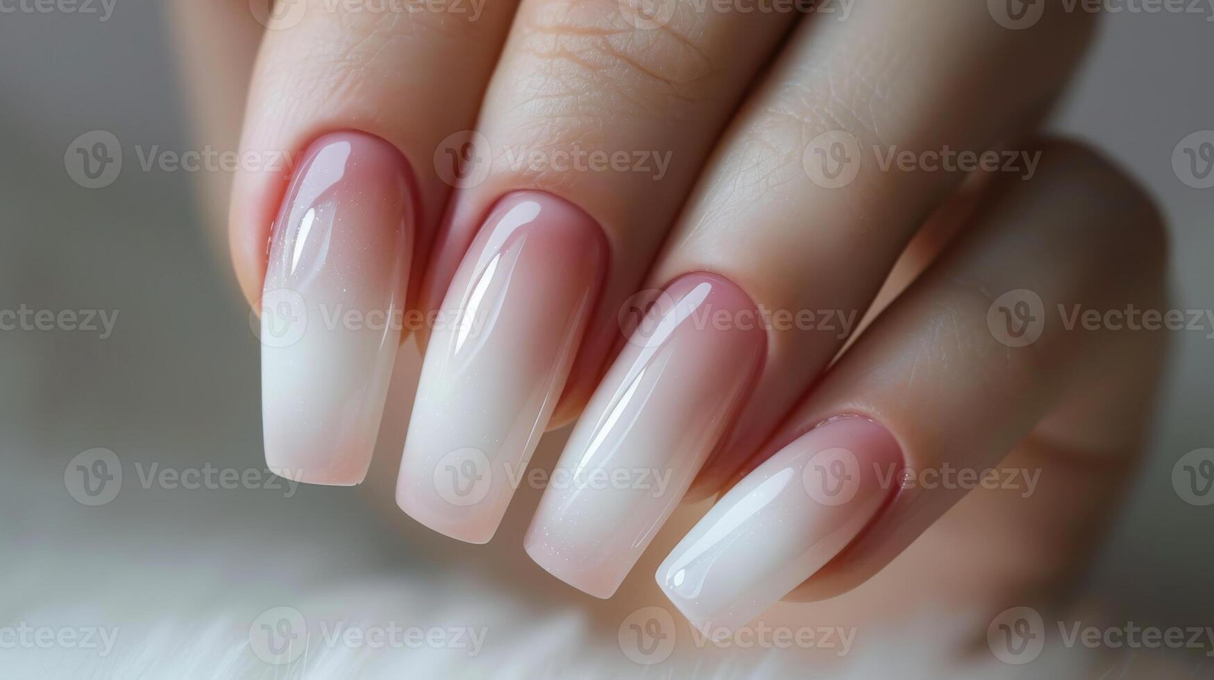 Elegant French Ombre Nails, Perfect for Bridal Manicures, Nail Art Design for Special Occasions, Weddings, Events photo