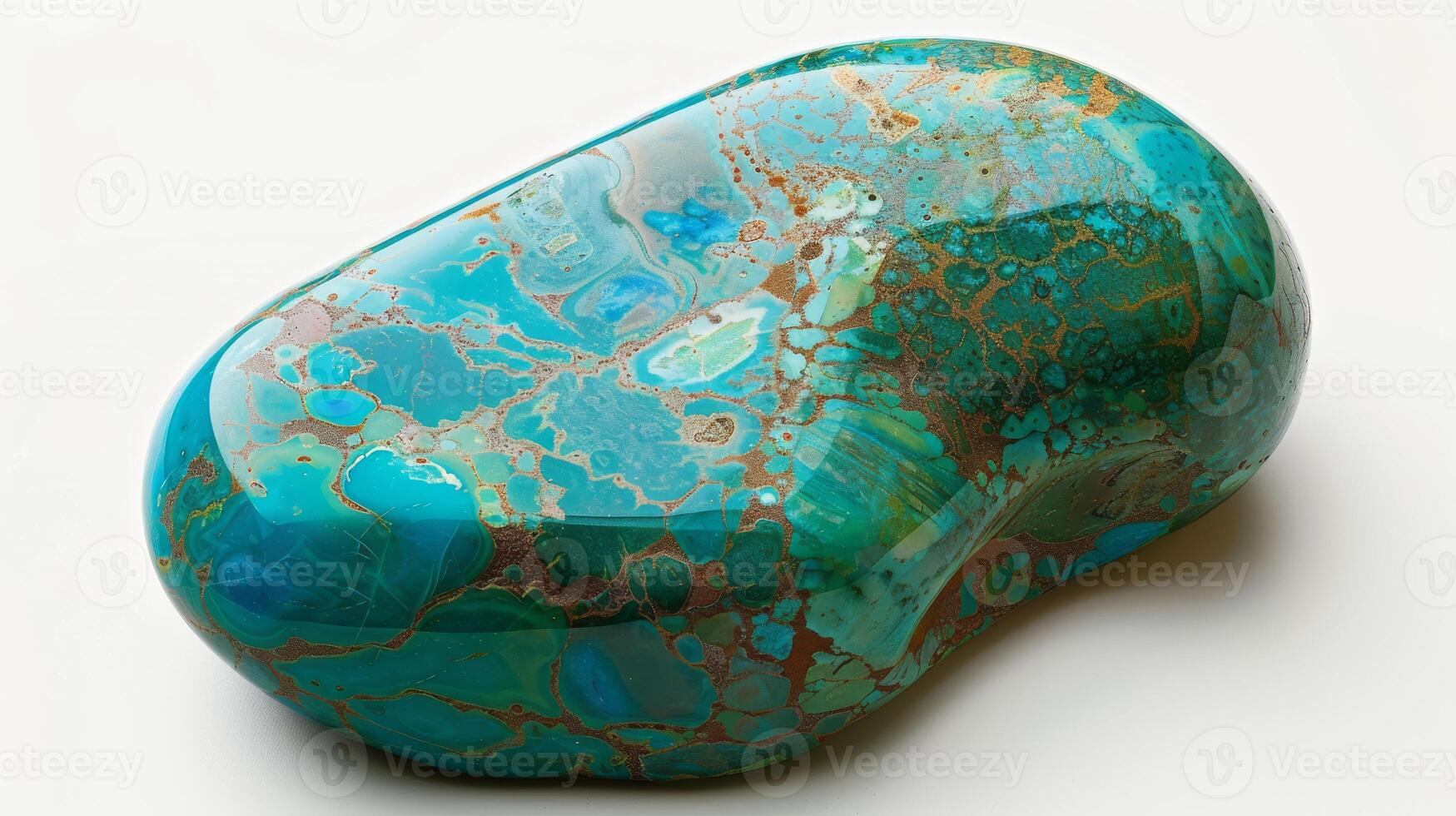 Polished Chrysocolla Gemstone on White Background, Detailed Mineral Texture, Nature's Art photo